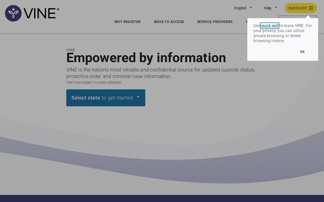 Rice County VINELink inmate search and release notification interface